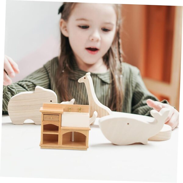 Miniatura mobile lavabo in legno realistico per casa delle bambole 10x8x3,5 cm
