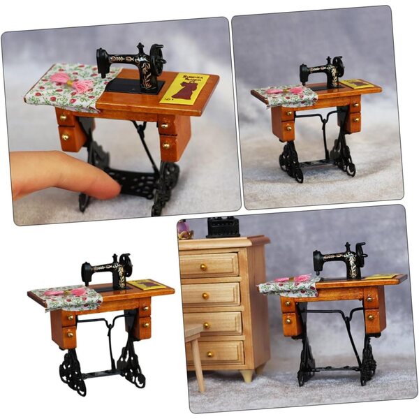 Mini Casa da Cucito Vintage in Miniatura per Decorazione e Gioco Bambini 8x8 cm