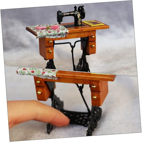Mini Casa da Cucito Vintage in Miniatura per Decorazione e Gioco Bambini 8x8 cm