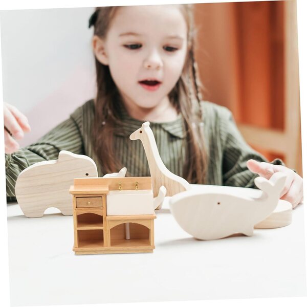 Mini-Waschbeckenschrank aus Holz für Puppenhäuser und Miniaturdekorationen