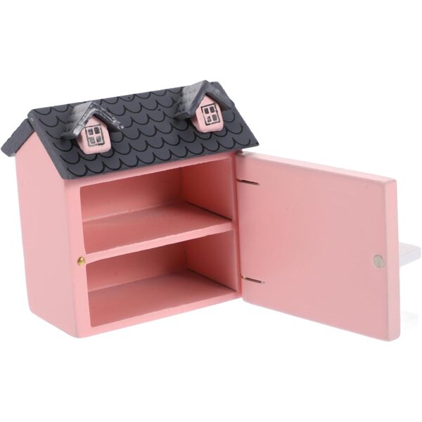 Rotes Mini-Villa-Modell aus Holz für Puppenhaus-, Büro- und Gartendekoration