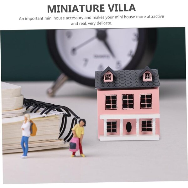 Rotes Mini-Villa-Modell aus Holz für Puppenhaus-, Büro- und Gartendekoration