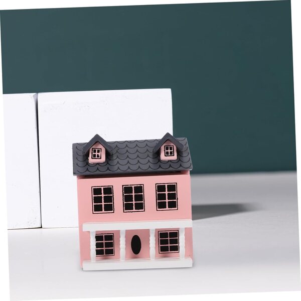 Rotes Mini-Villa-Modell aus Holz für Puppenhaus-, Büro- und Gartendekoration