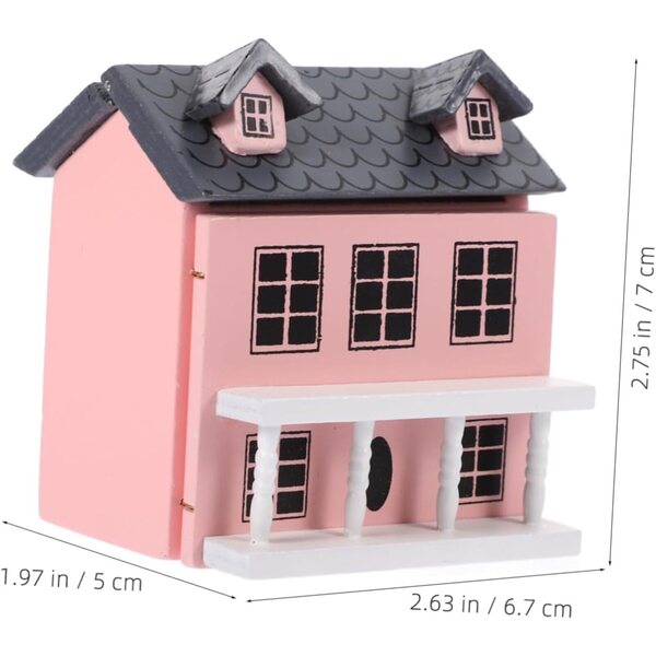 Rotes Mini-Villa-Modell aus Holz für Puppenhaus-, Büro- und Gartendekoration