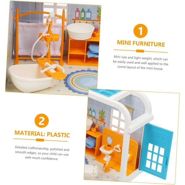 Kit Accessori Miniatura Bagno per Casa delle Bambole - Mobili e Decorazioni Miniature