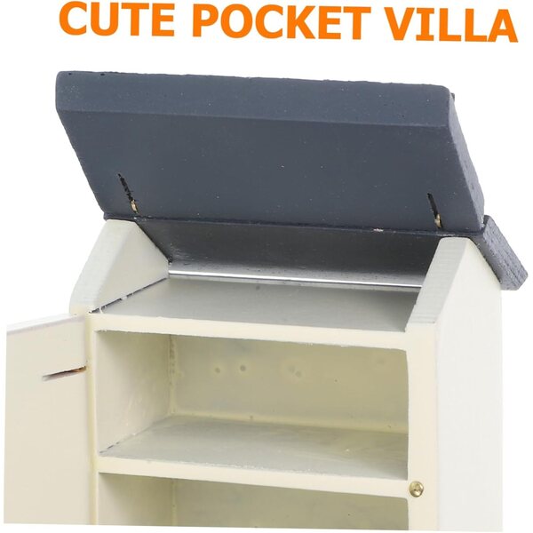 Mini Armoire Beige in Legno per Casa delle Bambole 1:12 - Beaupretty