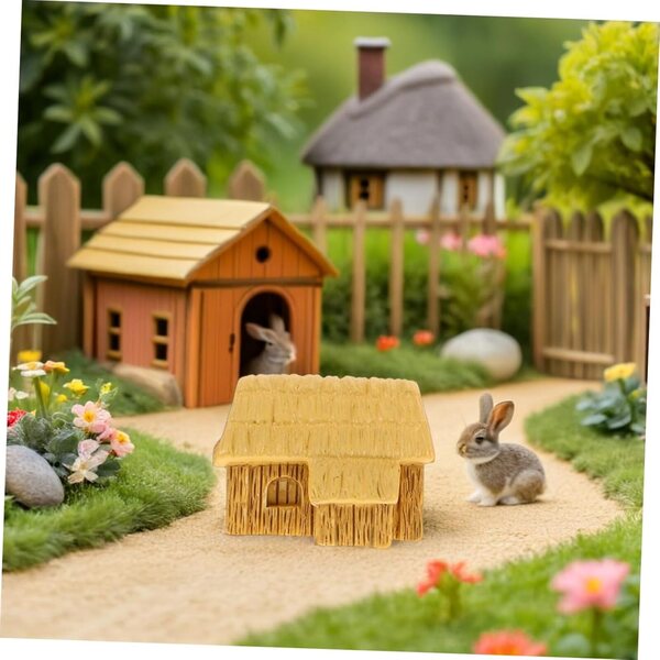 Beaupretty Set 5 Mini-Gartenornamente aus Kunstharz – Miniaturhäuser für Mikrolandschaften