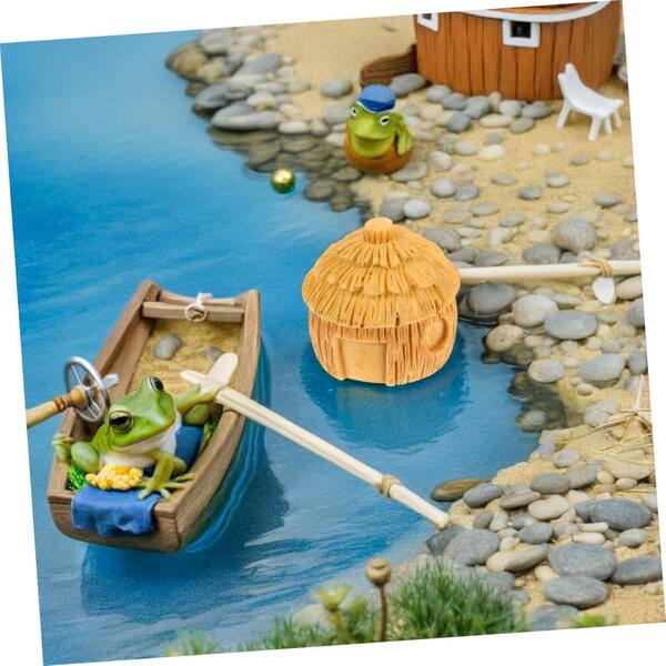 Beaupretty Set 5 Mini-Gartenornamente aus Kunstharz – Miniaturhäuser für Mikrolandschaften