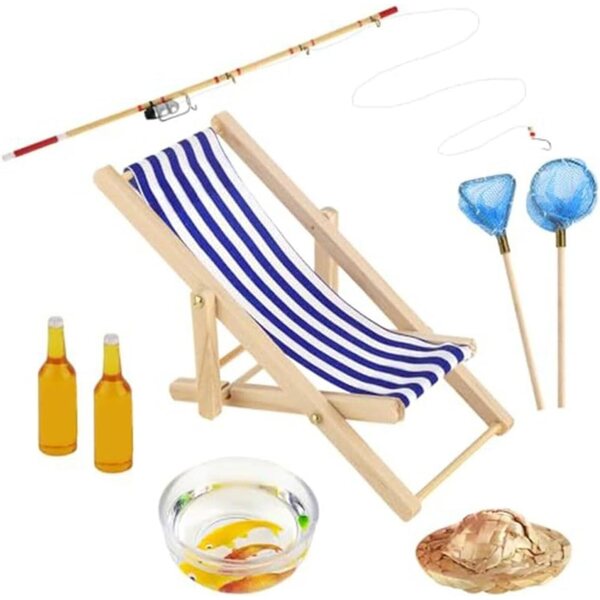 Set Accessori Miniatura Canna da Pesca SPORTARC 8 pezzi per Decorazioni Artigianali