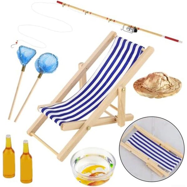 Set Accessori Miniatura Canna da Pesca SPORTARC 8 pezzi per Decorazioni Artigianali