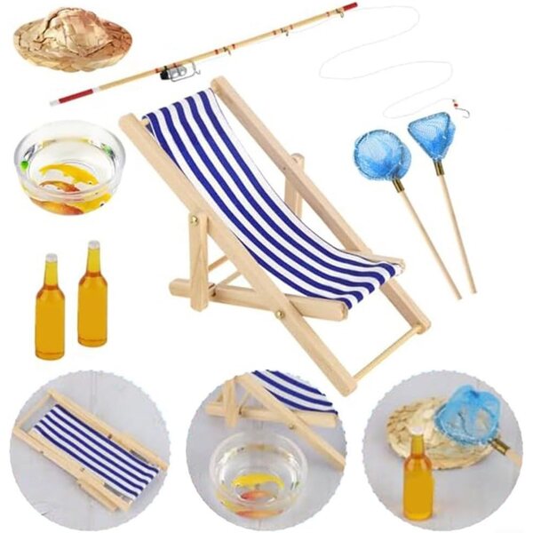 Set Accessori Miniatura Canna da Pesca SPORTARC 8 pezzi per Decorazioni Artigianali