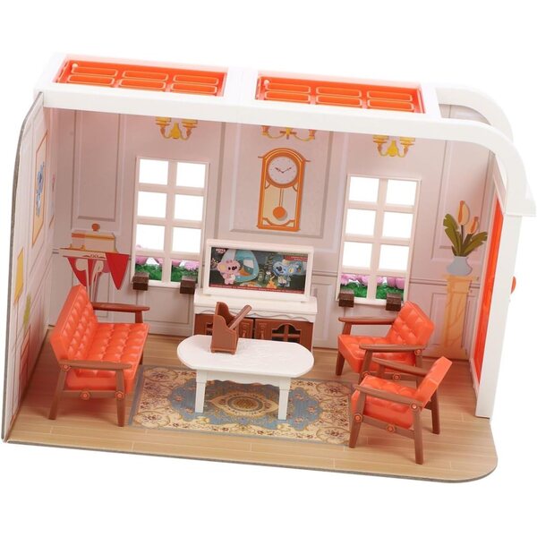 Mini Kit Casa Salotto con Mobili in Plastica per Bambini e Decorazioni Micro Scena