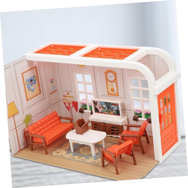 Mini Kit Casa Salotto con Mobili in Plastica per Bambini e Decorazioni Micro Scena