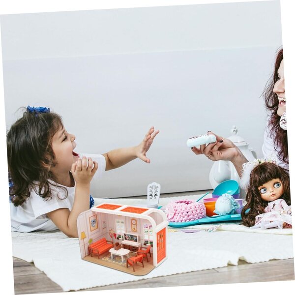 Mini Kit Casa Salotto con Mobili in Plastica per Bambini e Decorazioni Micro Scena