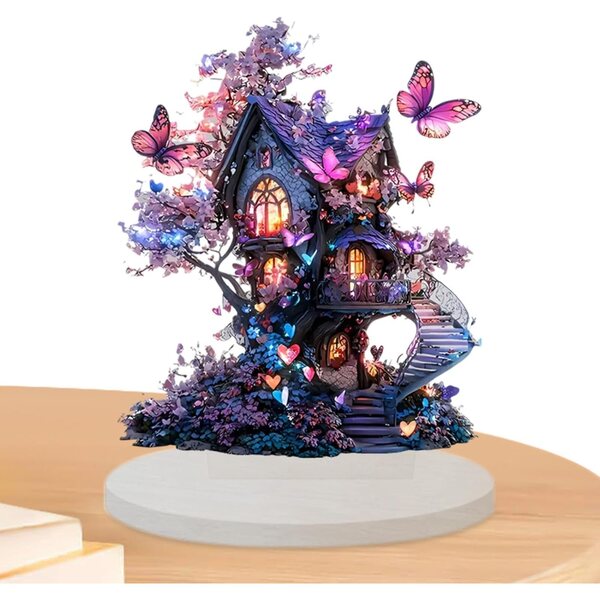 Fairy Garden House - Decorazione Casa Papillon 2D in acrilico impermeabile 15 cm