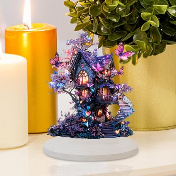Fairy Garden House - Decorazione Casa Papillon 2D in acrilico impermeabile 15 cm