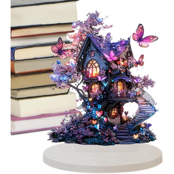 Fairy Garden House - Decorazione Casa Papillon 2D in acrilico impermeabile 15 cm