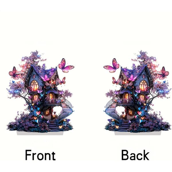 Fairy Garden House - Decorazione Casa Papillon 2D in acrilico impermeabile 15 cm