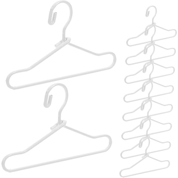 55 Mini-Kleiderbügel aus weißem Metall für Puppenkleidung, Miniatur-Wohnaccessoires