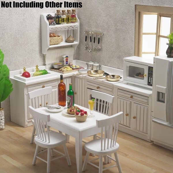 Set Cucina Miniatura 1/12 Odoria: Lavello, Forno, Credenza in Legno Dettagliato