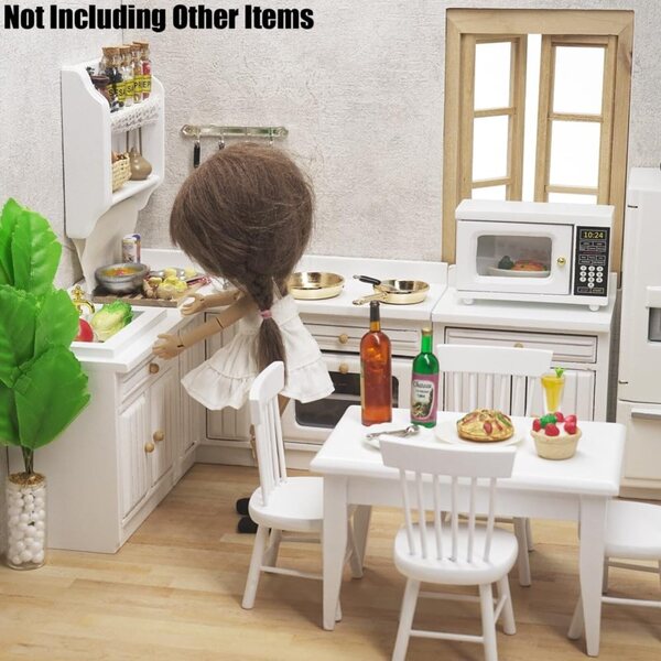 Set Cucina Miniatura 1/12 Odoria: Lavello, Forno, Credenza in Legno Dettagliato