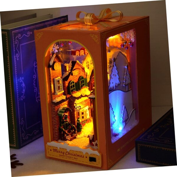 Kit Casa in Miniatura in Legno da Assemblare DIY Decorazione Vintage Natale 18x15x10 cm