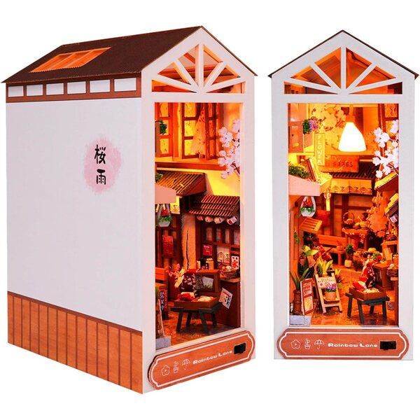 SUNDEER TC16 Kit Casa delle Bambole in Legno 3D Fai-da-Te, Decorazione Biblioteca 15,9x9,2x22,5 cm