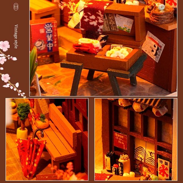 SUNDEER TC16 Kit Casa delle Bambole in Legno 3D Fai-da-Te, Decorazione Biblioteca 15,9x9,2x22,5 cm