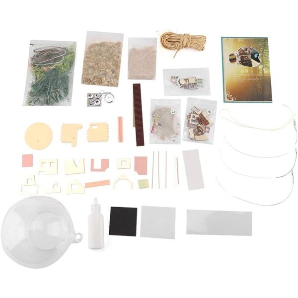 Restokki Kit Casa delle Bambole in Legno e Vetro con Mobili, 14 cm, DIY creativo