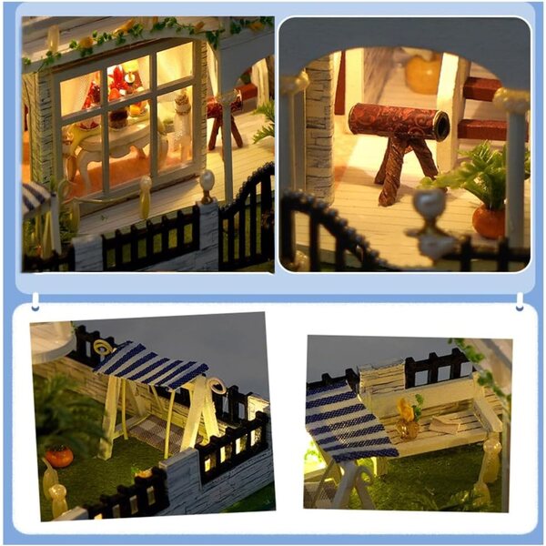 Maison Miniature in Legno 3D da Montare - Kit Creativo con Mobili e LED