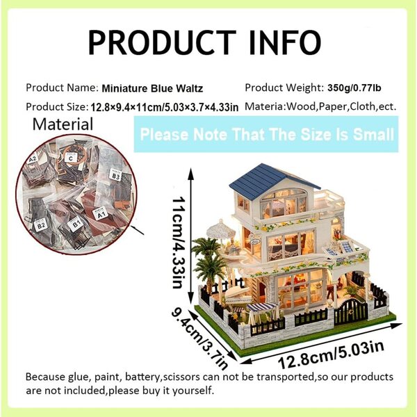 Maison Miniature in Legno 3D da Montare - Kit Creativo con Mobili e LED