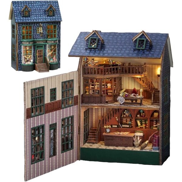 DIY Mini-Puppenhaus-Bausatz aus Holz mit LED im Maßstab 1:24 – Montidey
