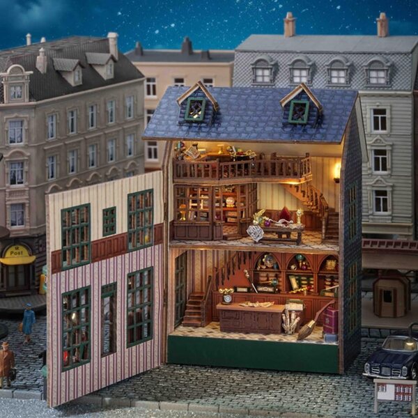 DIY Mini-Puppenhaus-Bausatz aus Holz mit LED im Maßstab 1:24 – Montidey