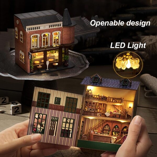 DIY Mini-Puppenhaus-Bausatz aus Holz mit LED im Maßstab 1:24 – Montidey
