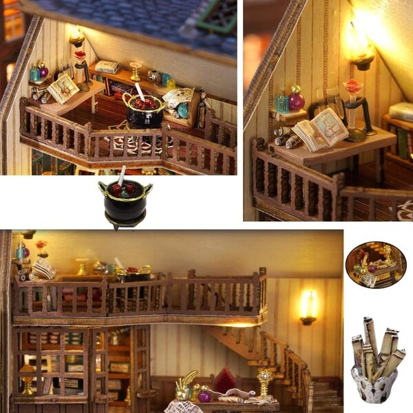 DIY Mini-Puppenhaus-Bausatz aus Holz mit LED im Maßstab 1:24 – Montidey