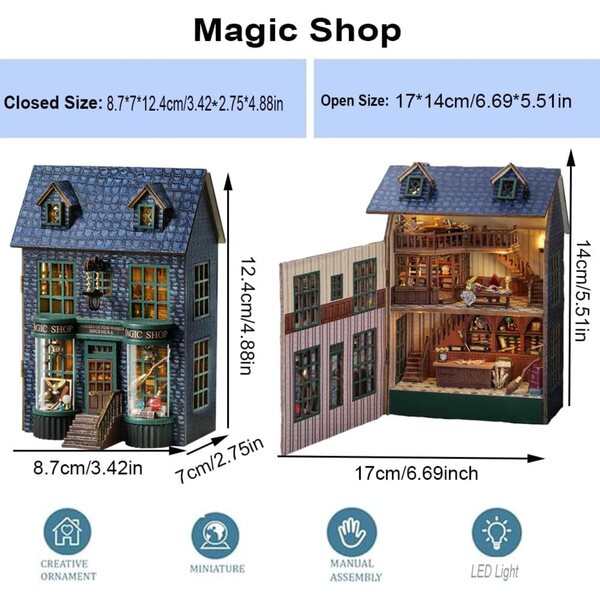 DIY Mini-Puppenhaus-Bausatz aus Holz mit LED im Maßstab 1:24 – Montidey