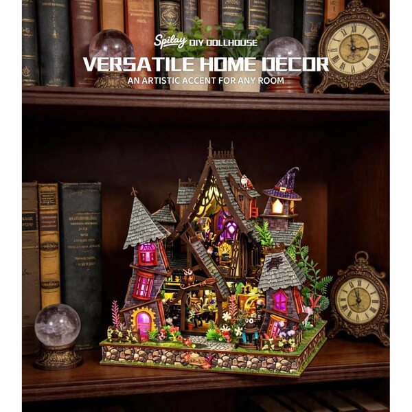 Spilay Kit casa delle bambole miniatura fai da te con musica e LED caldo, regalo creativo