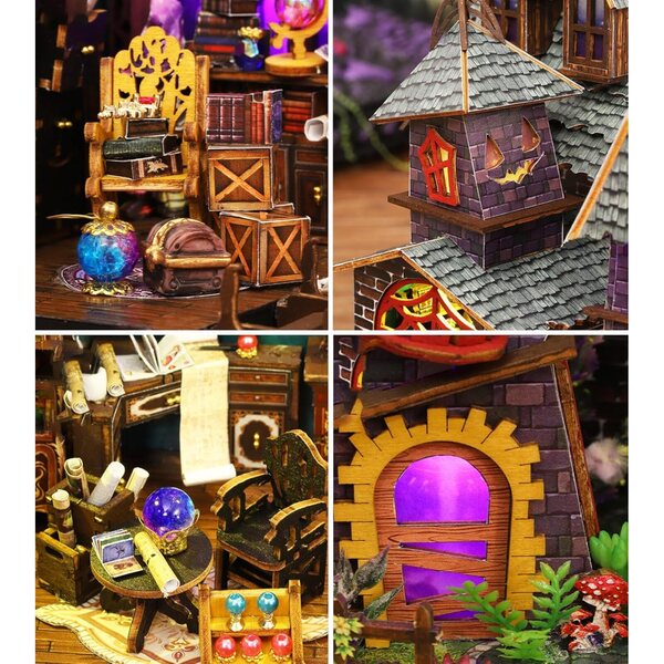 Spilay Kit casa delle bambole miniatura fai da te con musica e LED caldo, regalo creativo