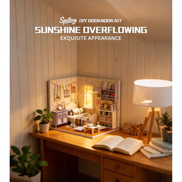 Kit Casa Miniatura Spilay con LED, Decorazione Vintage e Relax Creativo Fai da Te
