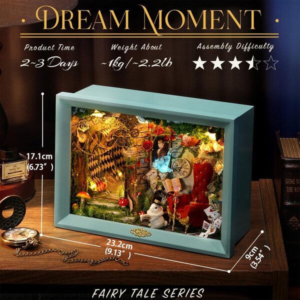 CUTEROOM Dream Moment Miniaturhaus-Set mit LED-Lichtern, DIY-Set für Erwachsene
