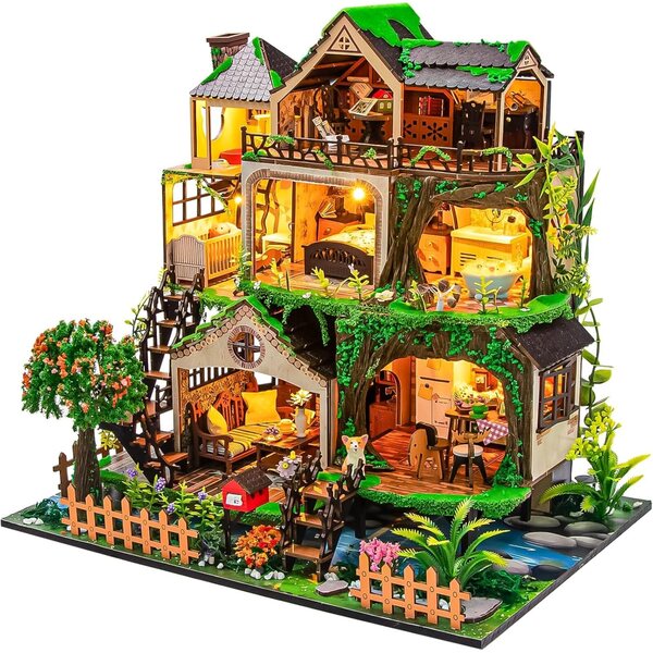 Casa delle bambole Spilay 1:24 con musica, kit fai-da-te, regalo creativo natale