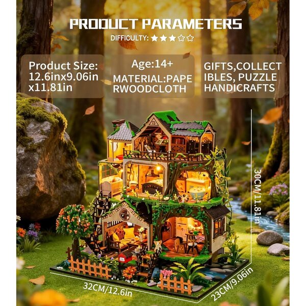 Casa delle bambole Spilay 1:24 con musica, kit fai-da-te, regalo creativo natale