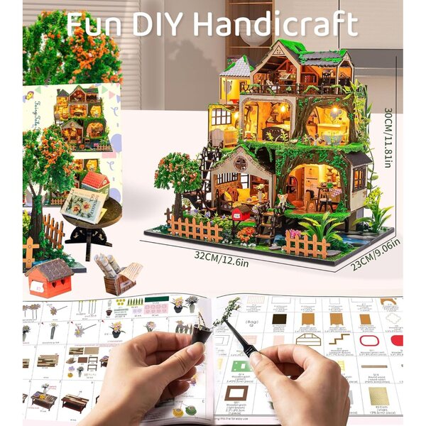 Casa delle bambole Spilay 1:24 con musica, kit fai-da-te, regalo creativo natale
