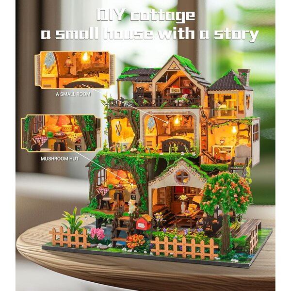 Casa delle bambole Spilay 1:24 con musica, kit fai-da-te, regalo creativo natale