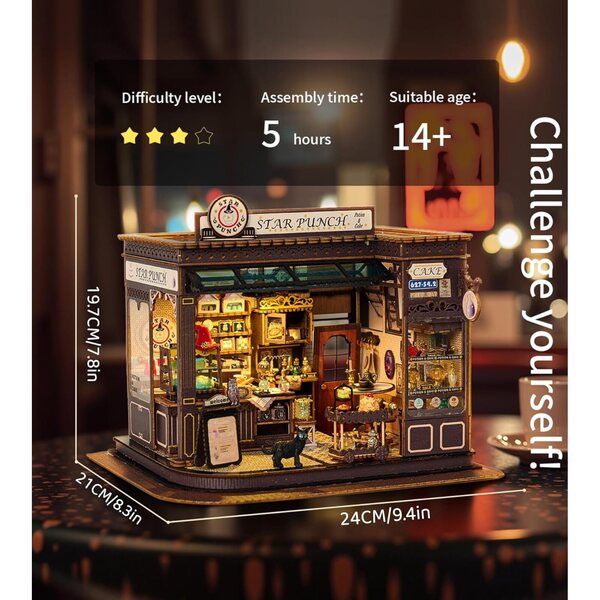 Kit casa delle bambole fai-da-te Spilay con carillon e LED, miniatura in legno