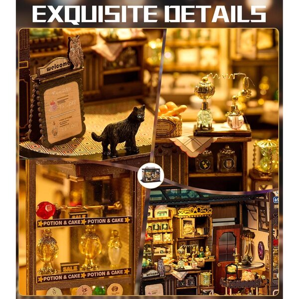 Kit casa delle bambole fai-da-te Spilay con carillon e LED, miniatura in legno
