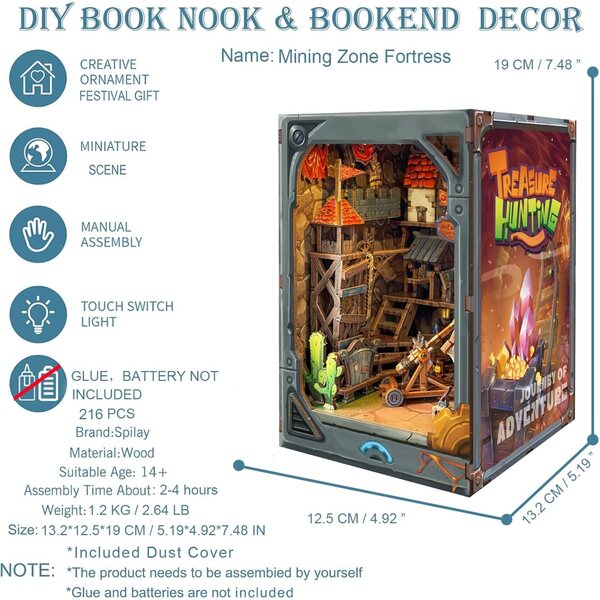 Spilay Kit Casa delle Bambole Serre-libri con LED per Bambini e Adulti, Fai da Te in Legno