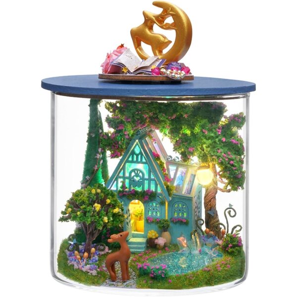 Kit casa delle bambole in legno Spilay 1:24 con LED e copertura antipolvere, fai da te