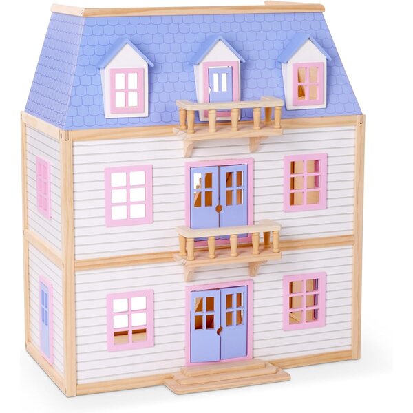 Casa delle Bambole in Legno Melissa & Doug a 3 Piani con 19 Mobili Dipinti a Mano