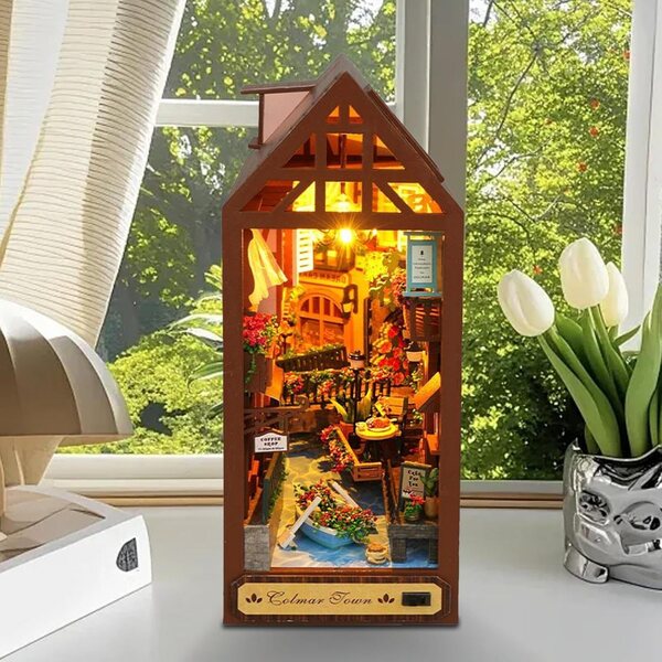 Générique Booknook Kit Puzzle 3D in Legno con LED per Decorazione Casa e Ufficio